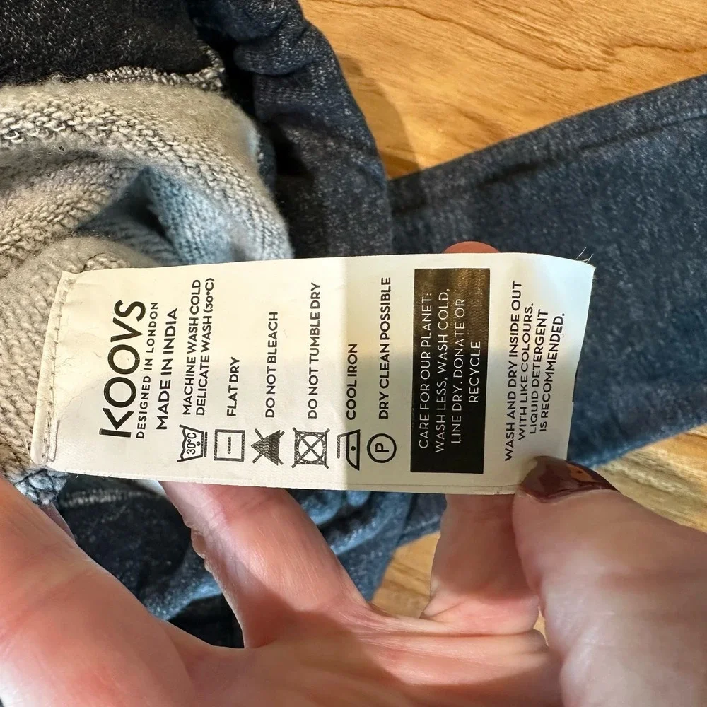 Koovs Cotton Sweatpants Blue Marled Soft‎ Drawstring Waist